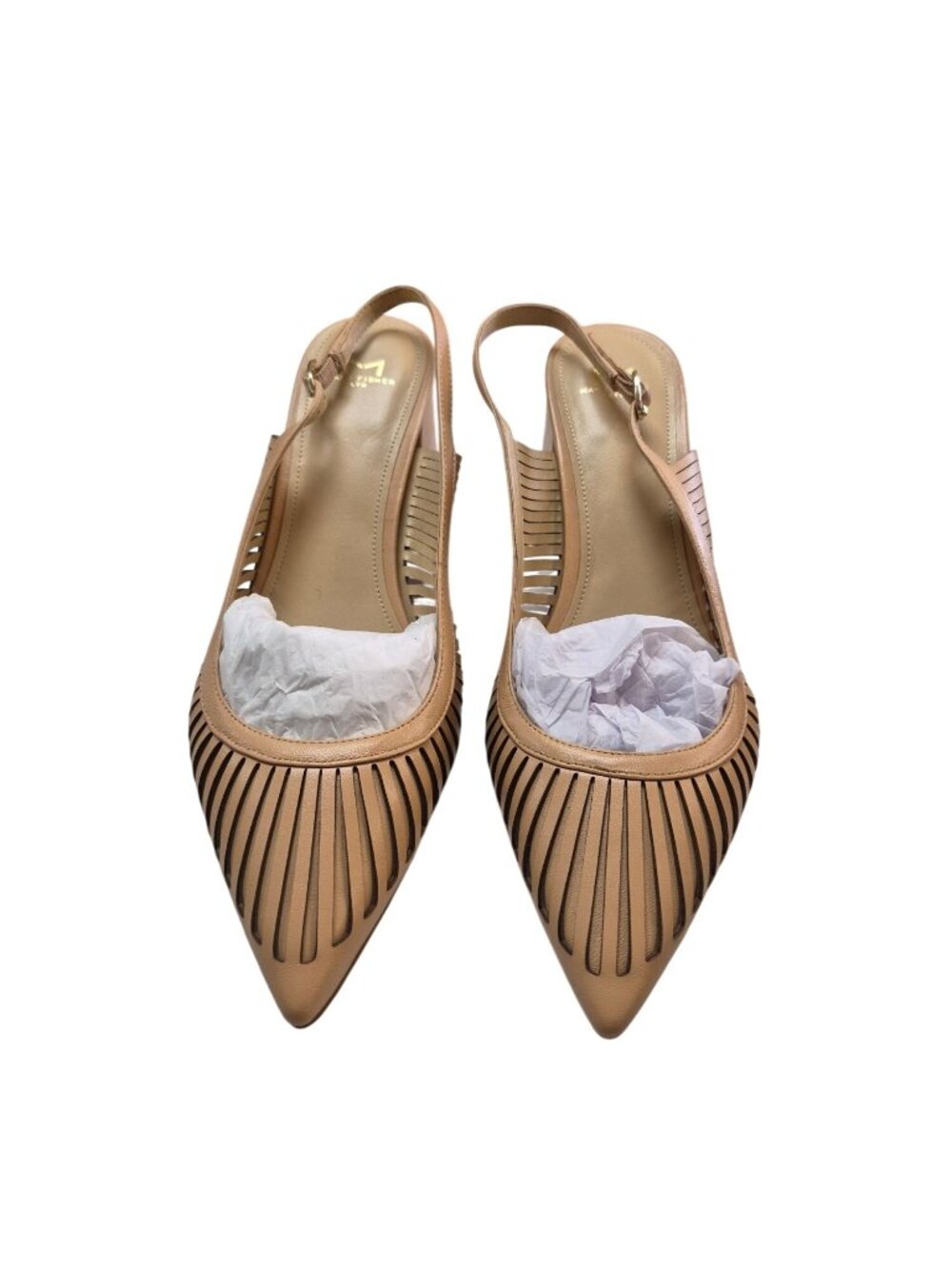 Marc Fisher LTD Zabie Natural Leather Block Heel Slingback Pumps Size 9.5M - Picture 2 of 16